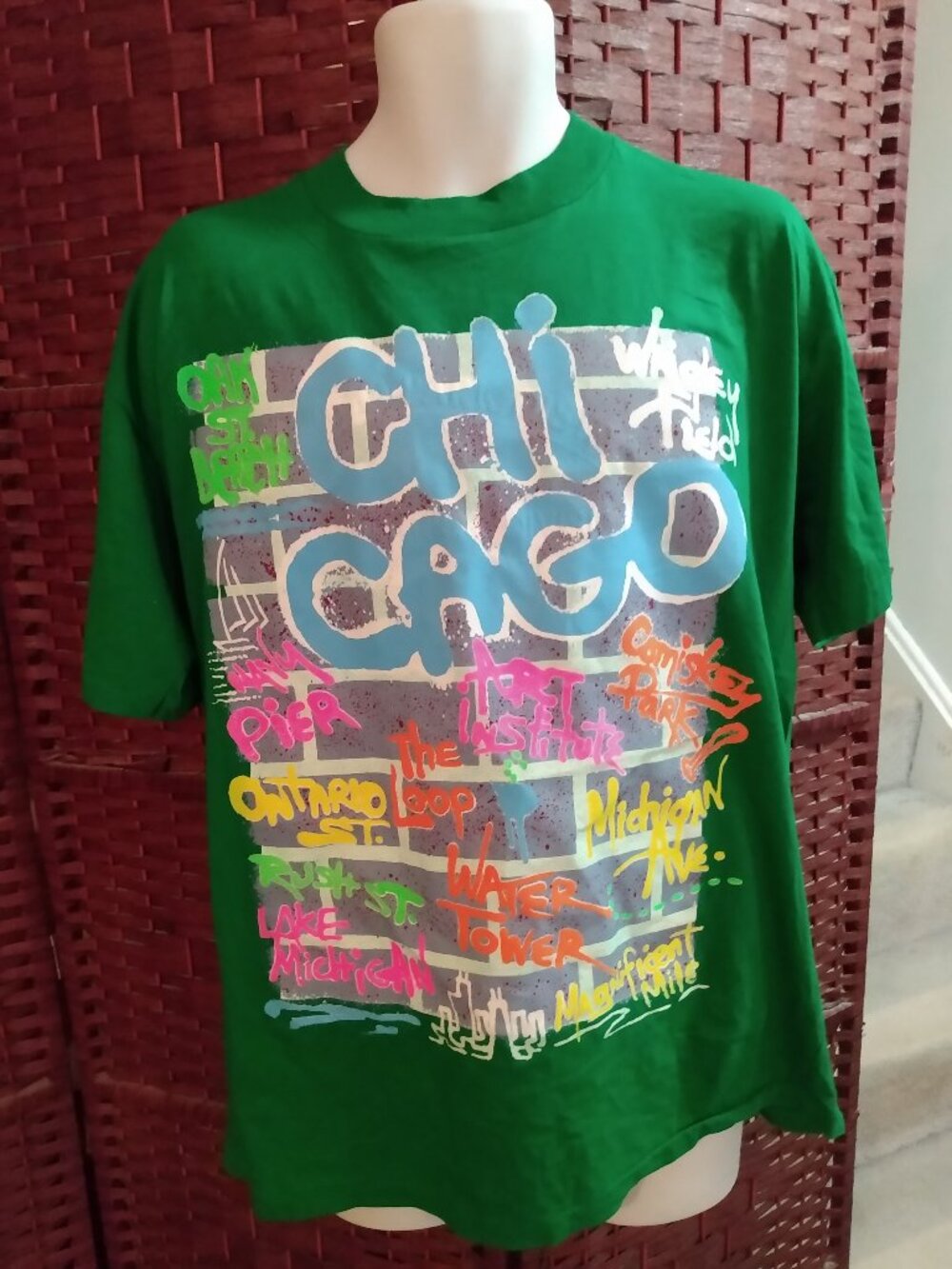 Vintage 90s Chicago Graffiti T shirt Landmarks Streetwear XXL Single Stitch